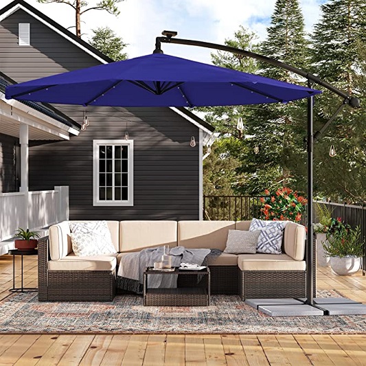 Záhradný slnečník PATIO LED BLUE