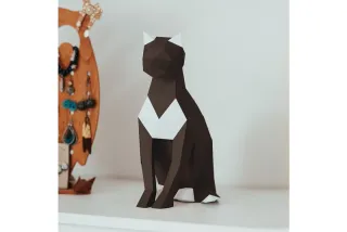 Dekorácia PAPER CAT BROWN 2